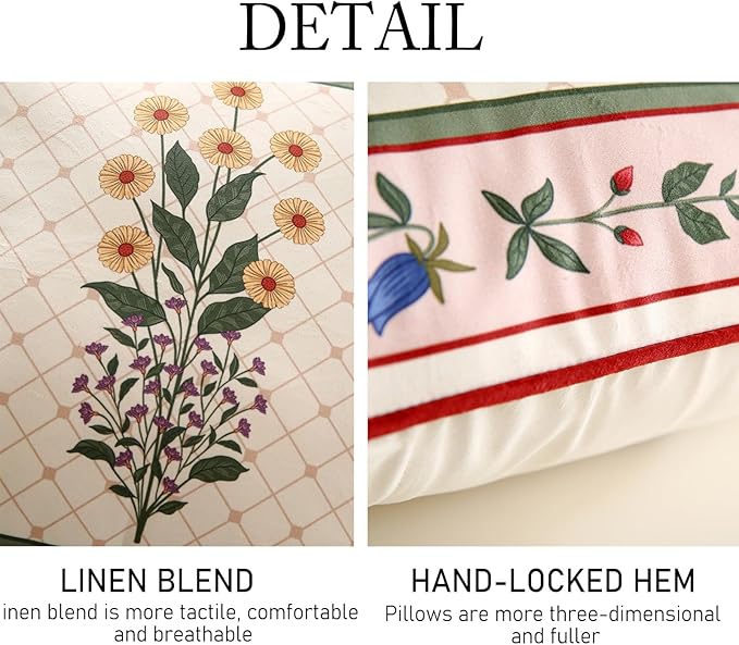ISAENNE Design Square Vintage Floral Throw Pillow Covers 18"x18" Set of 2 - Image 4