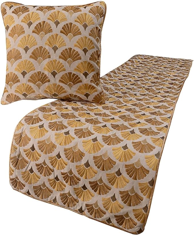 The HomeCentric King Queen Twin Beige & Yellow Gold Handmade Full 68"x18" Bed by TheHomeCentric