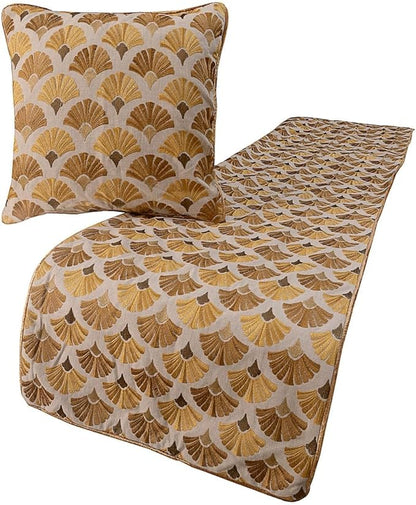 The HomeCentric King Queen Twin Beige & Yellow Gold Handmade Full 68"x18" Bed by TheHomeCentric
