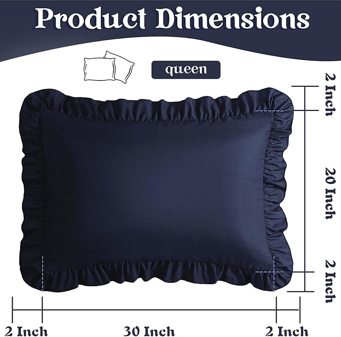 KKJIAF Ruffle Pillow Cases Queen Size Set of 2, Ruffled Pillow Covers - Image 3
