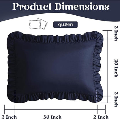 KKJIAF Ruffle Pillow Cases Queen Size Set of 2, Ruffled Pillow Covers - Image 3