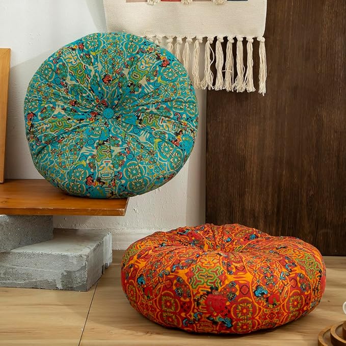 vctops Boho Cotton Linen Round Chair Seat Cushions - Image 3