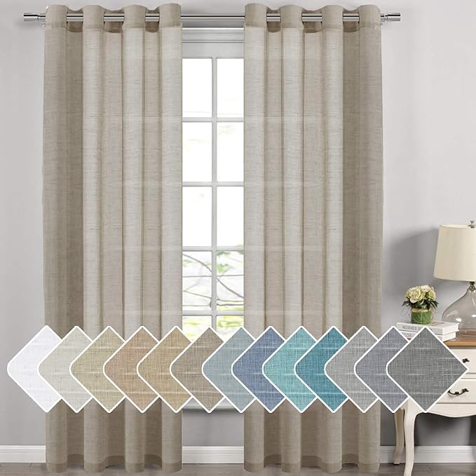 H.VERSAILTEX Linen Curtains Flax Linen Blended Curtain Panels by HVERSAILTEX