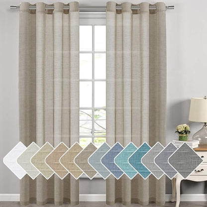 H.VERSAILTEX Linen Curtains Flax Linen Blended Curtain Panels by HVERSAILTEX