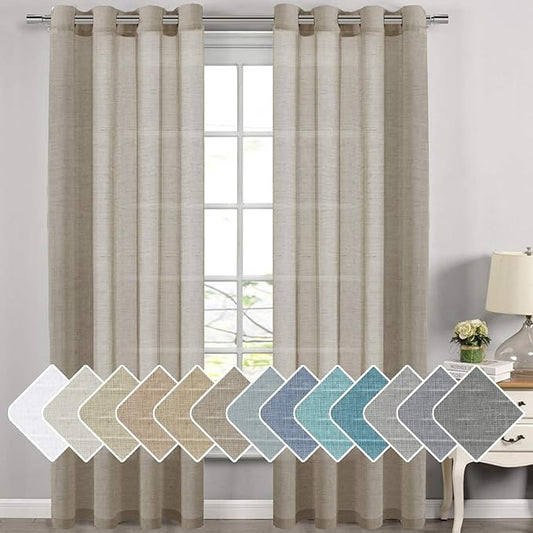 H.VERSAILTEX Linen Curtains Flax Linen Blended Curtain Panels by HVERSAILTEX