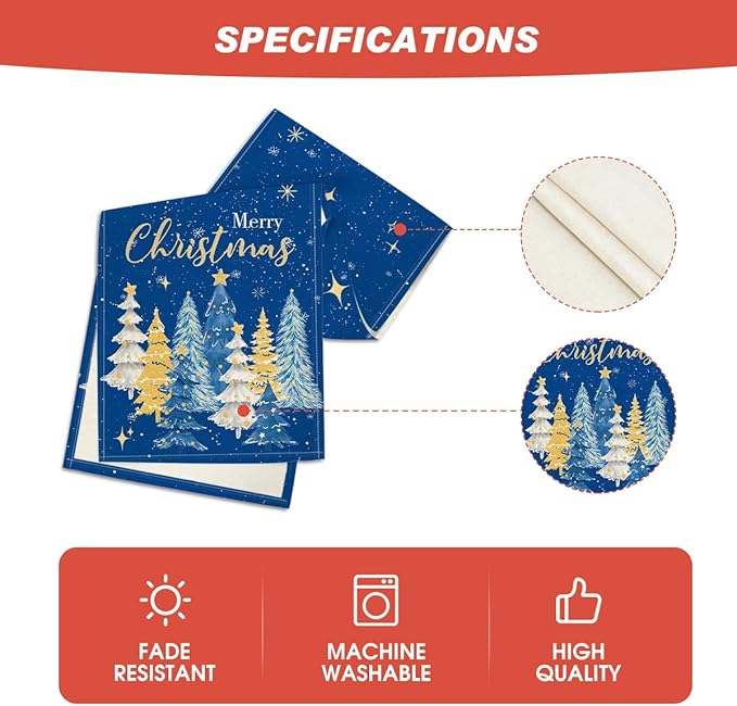 Artoid Mode Xmas Trees Merry Christmas Table Runner, Seasonal Winter Blue - Image 5