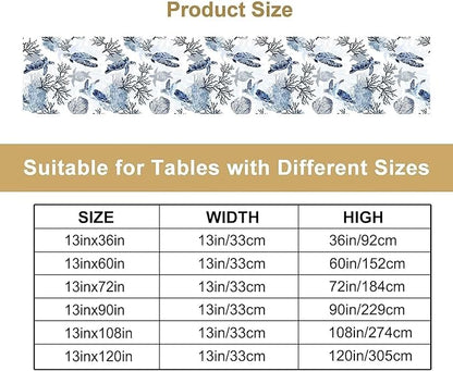 Summer Turtle Table Runner, Cartoon Sea Turtle Tropical Ocean Beach Teal - Image 4