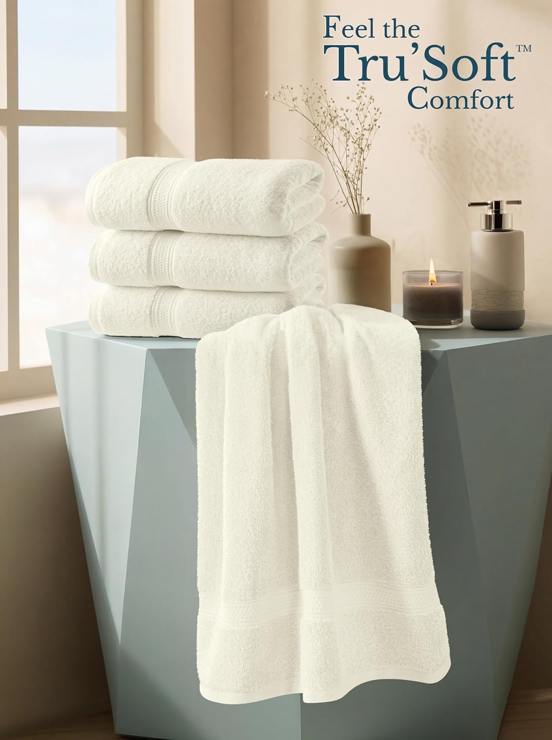 utopia towels 4 pack premium bath towels, 27x54, side view