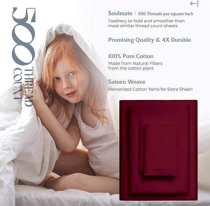 Mayfair Linen 500 Thread Count 100% Cotton Sheets King Size Bed Set - Image 5