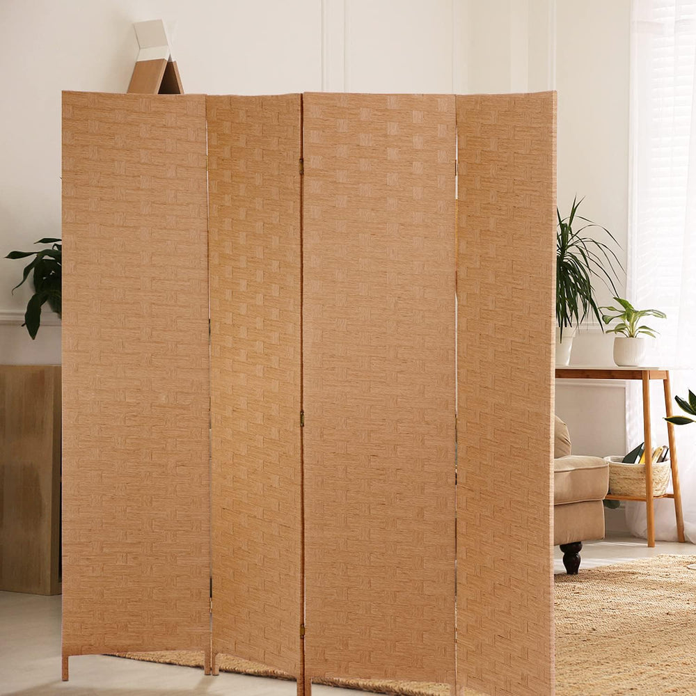 FDW 4-Panel Folding Room Divider | 6ft, Natural | Light & Portable