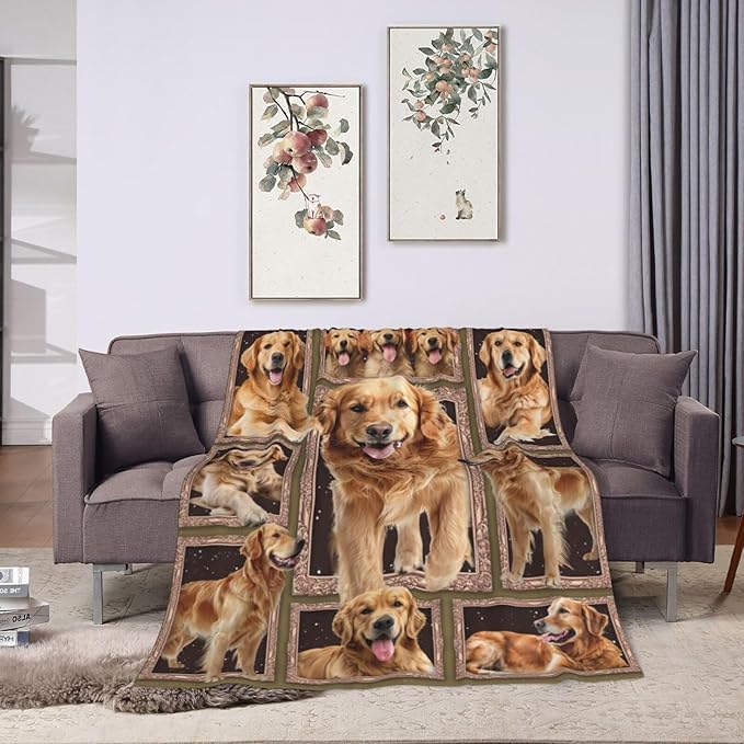 Golden Retriever Blanket Golden Retriever Throw Blanket Flannel Stuff Merch - Image 8