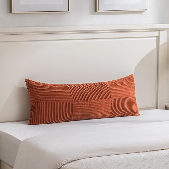 Fancy Homi Set of 2 Burnt Orange Boho Long Lumbar Body Decorative Throw Pillow - Image 5