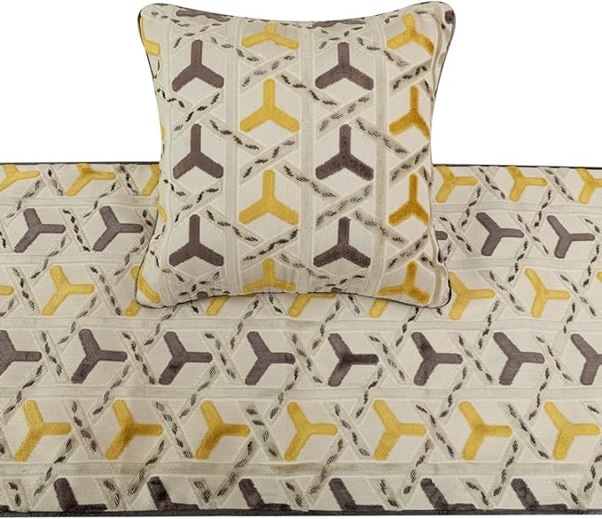 The HomeCentric King/Queen/Twin Grey & Yellow Designer Full 68"x18" Bed Runner - Image 2