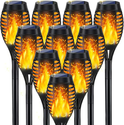 10Pack Flame Torch Solar Halloween Lights Outdoor for Halloween Decorations