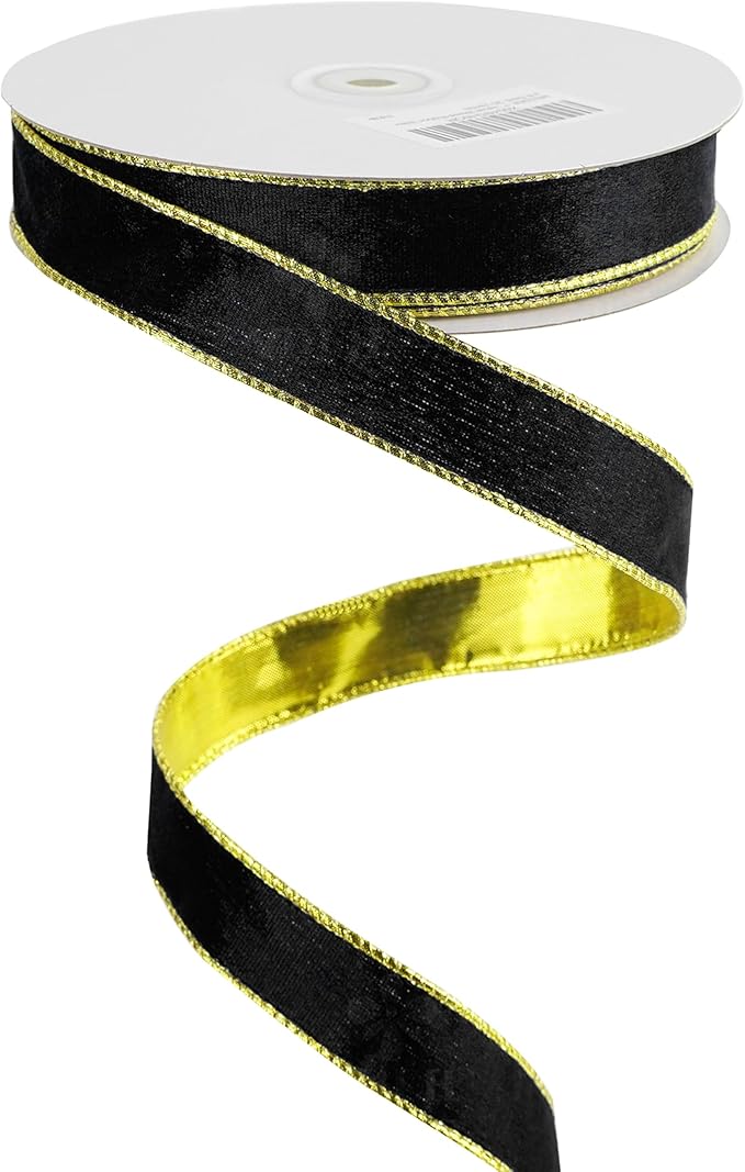 MEEDEE Black and Gold Velvet Ribbon by MEEDEE