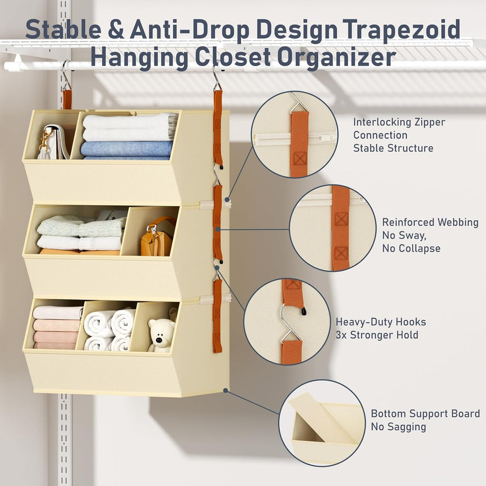 Hanging Closet Organizer Extra Large, Clothes Hanging Shelves for Closet with...