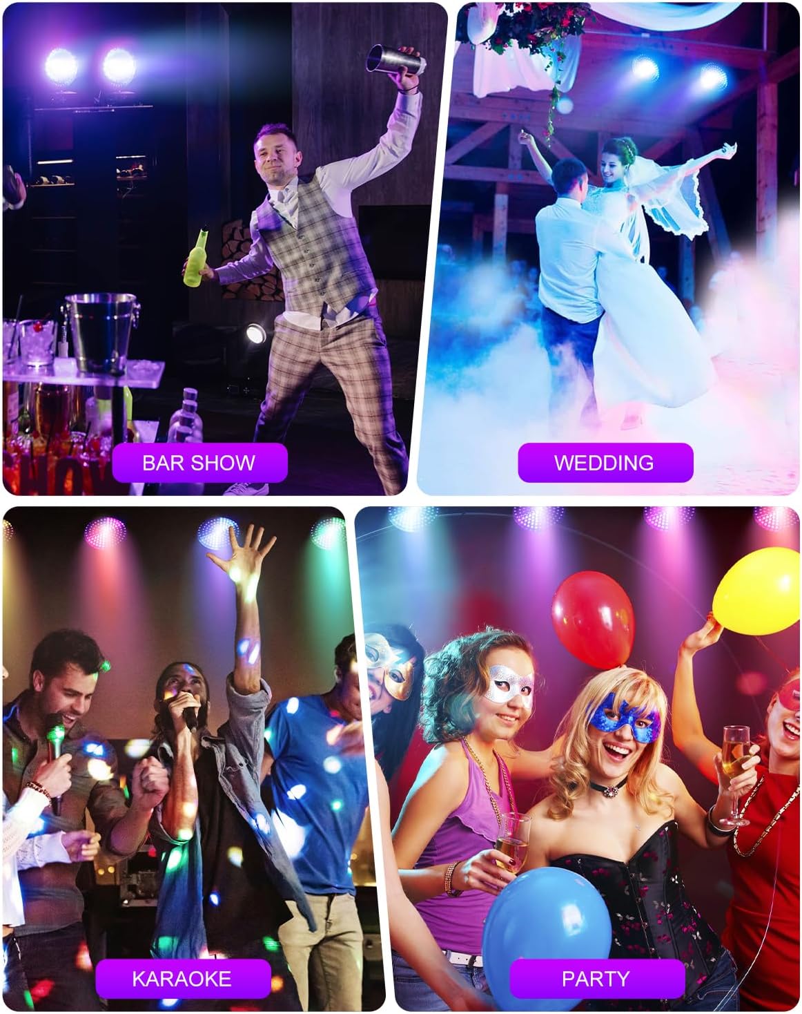 Telbum Strobe Light for Parties, 126 LED RGB+UV Strobe Light Halloween, DJ Lights by DMX512 Sound Activated Blacklight for Stage Club Event Concert Church Wedding Banquet Host - 2Pack