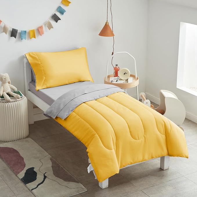 UOZZI BEDDING Yellow 4 Pieces Toddler Bedding Set Ultra Soft and Breathable - Image 9