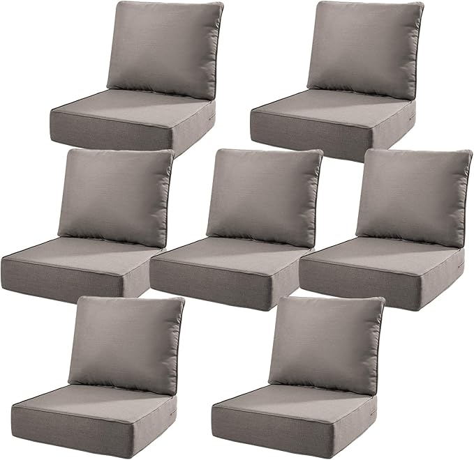 6" Thick Outdoor Cushions 22x24x6, 7-Set Deep Seat Patio Cushions by Pugire