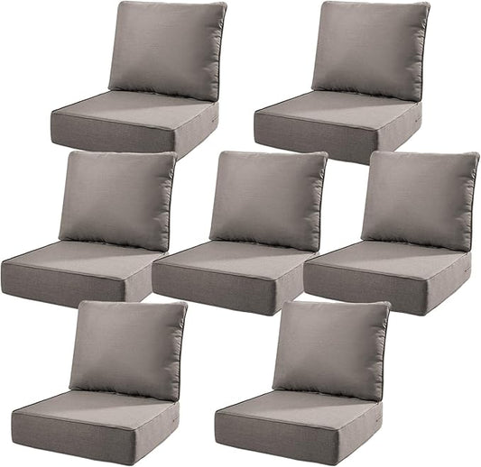6" Thick Outdoor Cushions 22x24x6, 7-Set Deep Seat Patio Cushions by Pugire