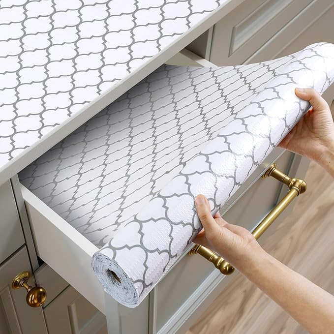 Shelf and Drawer Liner for Kitchen Cabinets Non-Adhesive, Strong Grip Non-Slip by Shinlendid