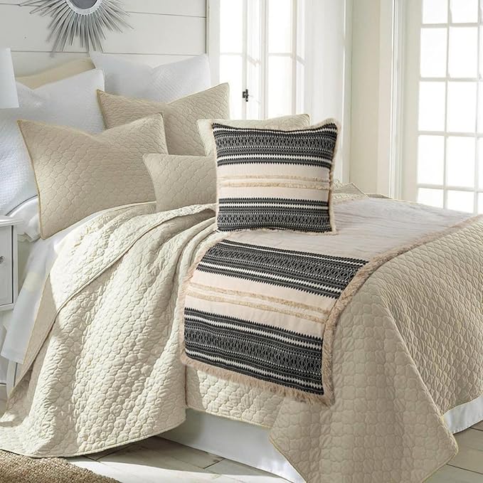 The HomeCentric Beige Bed Runner, King Size 90"x18" Decorative Bed Runner - Image 5