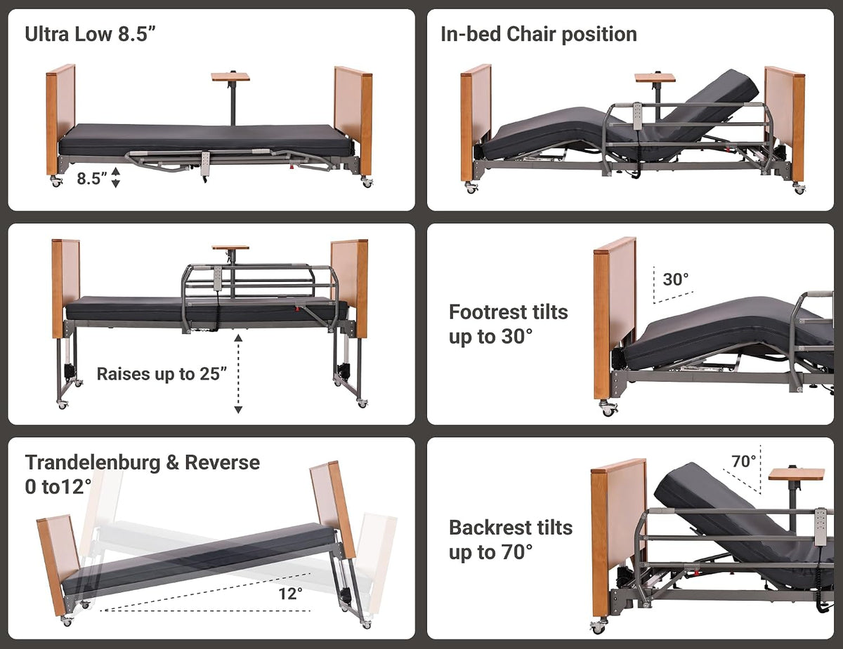 electric hospital bed for home use – 5 shown in use