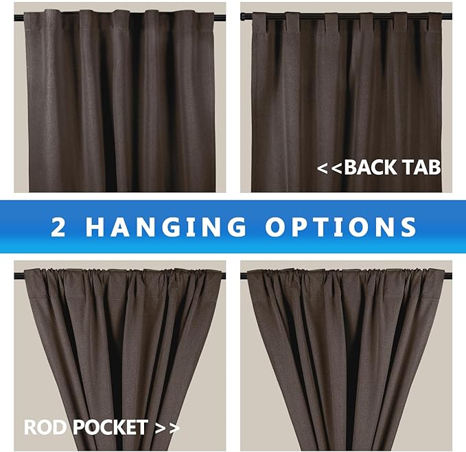 Linen 100% Blackout Curtains for Bedroom, Back Tab/Rod Pocket Curtain for - Image 4