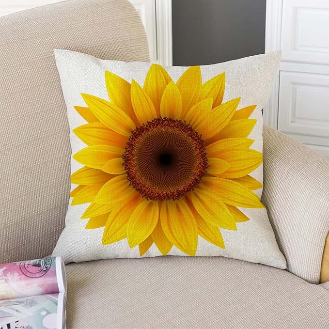 TSSOHU Sunflower Flower Cotton Burlap Linen Throw Pillow Case Cushion Cover - Image 2