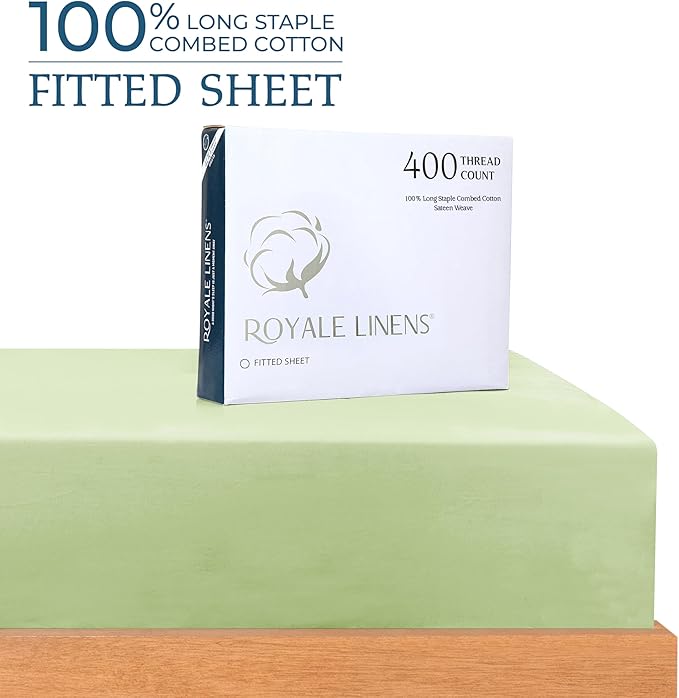 Royale Linens 400 Thread Count 100% American Grown Cotton Fitted Sheet Full Size - Image 2