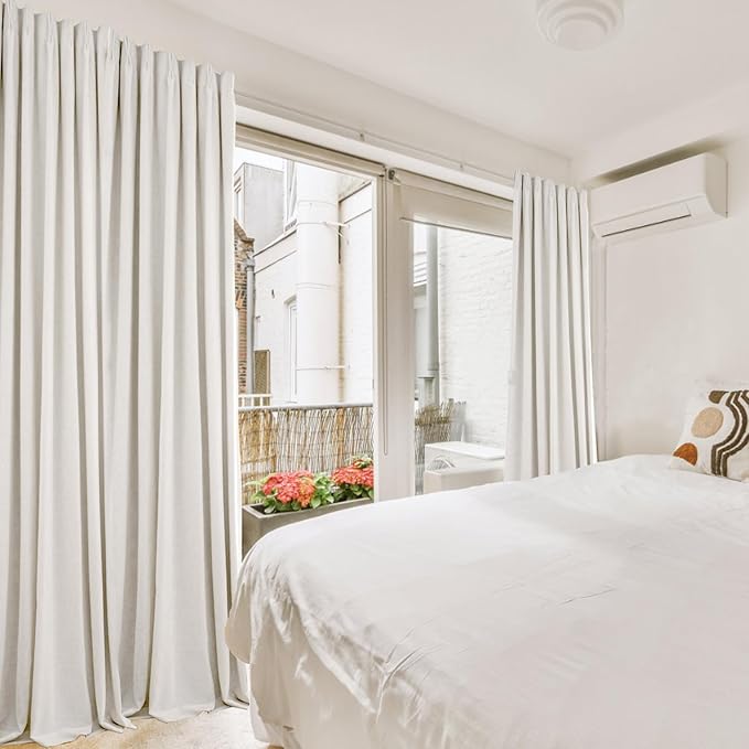 IVAPUPU Natural Pinch Pleated Full Blackout Curtains Linen Blend Room Darkening - Image 6