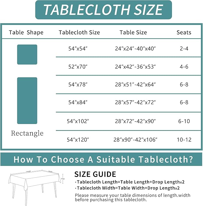 Rectangle Table Cloth, 100% Waterproof Tablecloth OilProof SpillProof Vinyl - Image 5