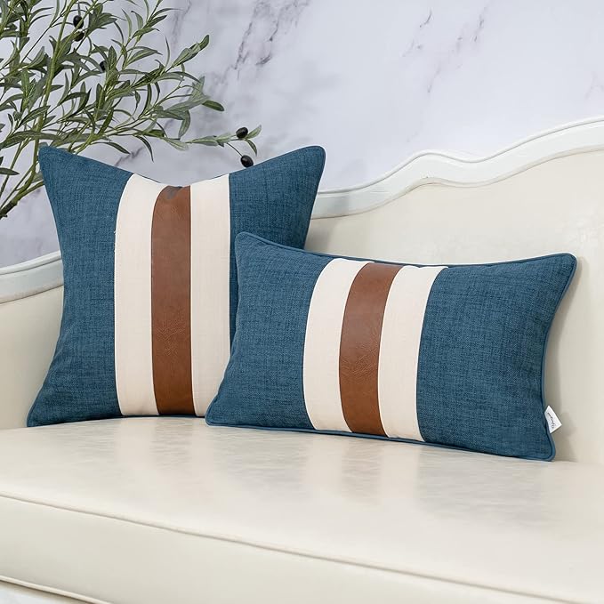 Yangest Patchwork Pillow Cover 18x18 Inch Luxury Cotton and Linen Cushion Cover - Image 5