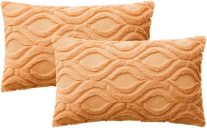 MIULEE Orange Fall Throw Pillow Covers 12x20 Inch, Soft Plush Faux Wool Solid - Image 7