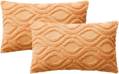 MIULEE Orange Fall Throw Pillow Covers 12x20 Inch, Soft Plush Faux Wool Solid - Image 7