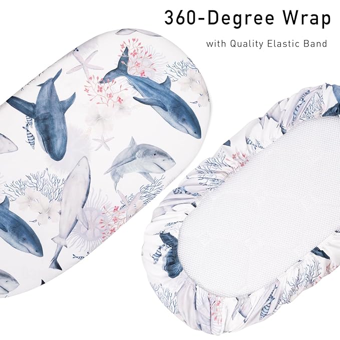 Gllquen Baby Bassinet Sheets Set 2-Pack, Breathable Cozy Bassinet Fitted Sheet - Image 3