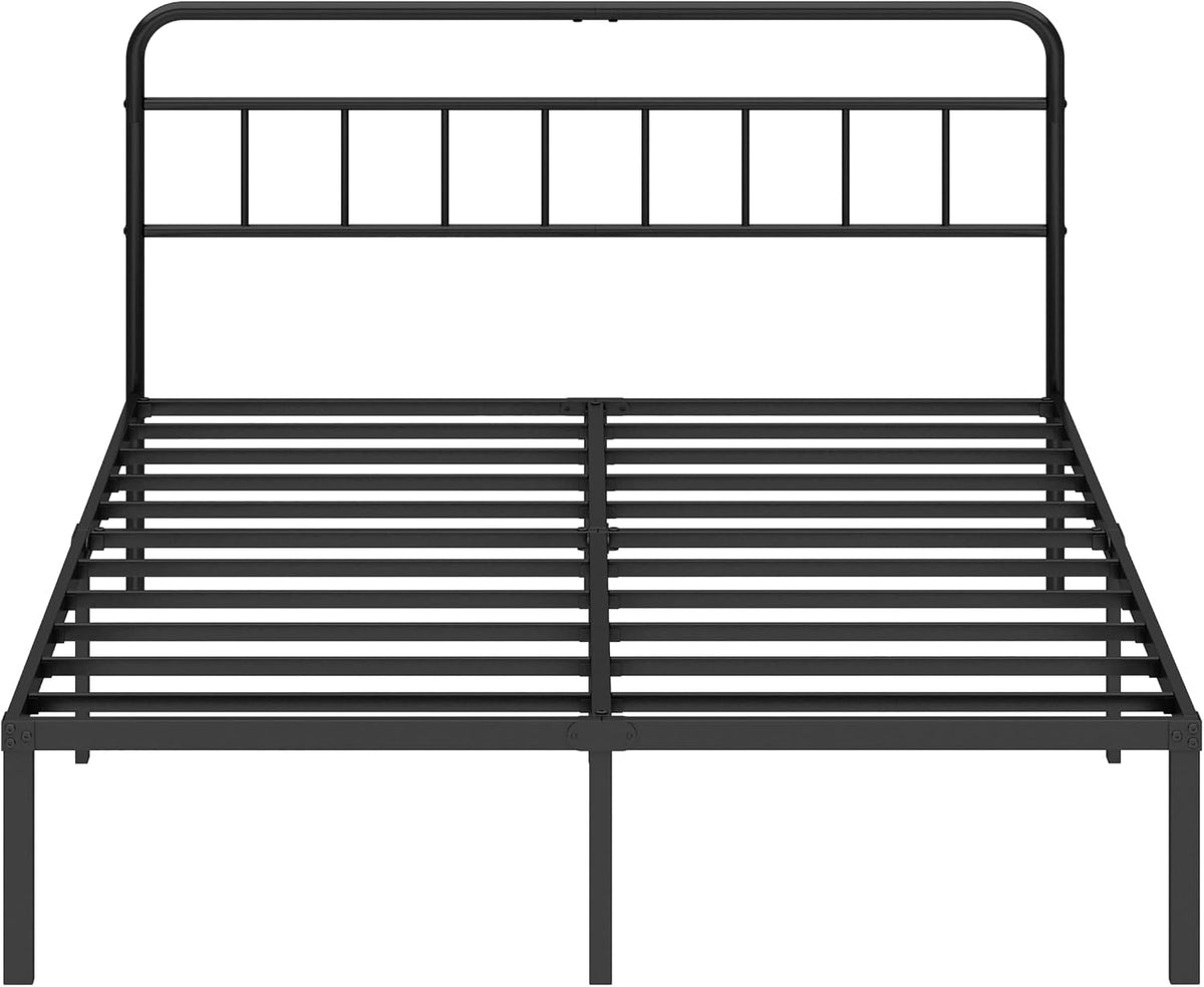 queen bed frame with classic headboard, black, close-up detail