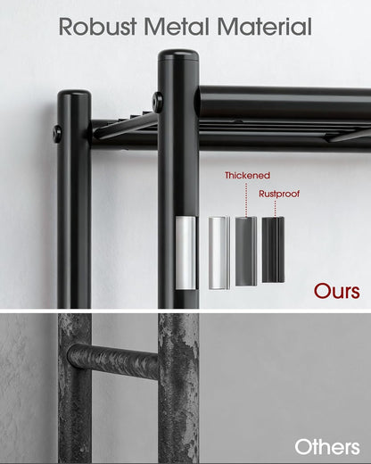sakugi 2-pack 5-tier metal storage shelves, 18.4"x12.6"x57.4", black, side view
