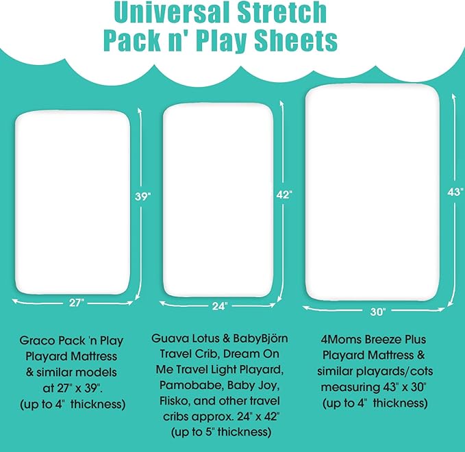 Pack n Play Sheets, BROLEX 2 Pack Mini Crib Sheets, Stretchy Portable Fitted - Image 3