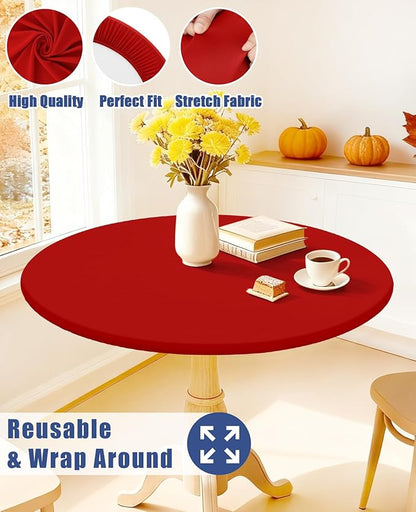 Round Spandex Christmas Tablecloth, Elastic Fitted Waterproof Tablecloths - Image 5