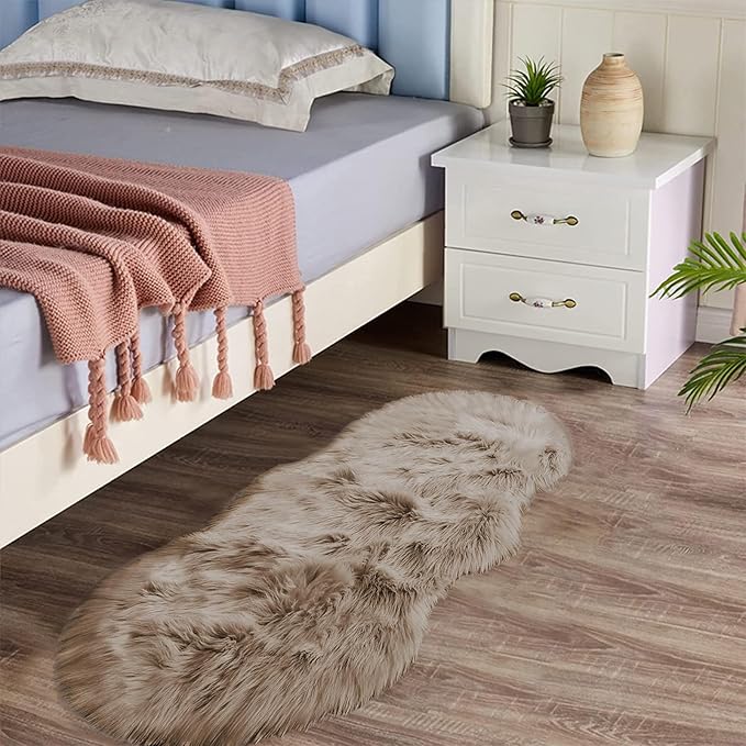 Latepis Small Area 2x4 Rug Brown Beige Faux Fur Rug Fluffy Sheepskin Shaggy Rugs by Latepis