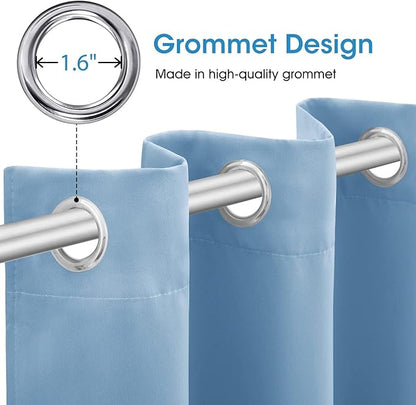 HOMEIDEAS Blackout Curtains 52 X 96 Inch Long Set of 2 Panels Baby Blue Room - Image 4