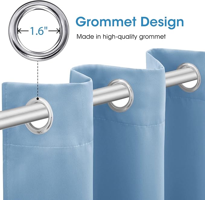 HOMEIDEAS Baby Blue Blackout Curtains 52 X 84 Inch Bedroom Curtains 2 Panels - Image 4