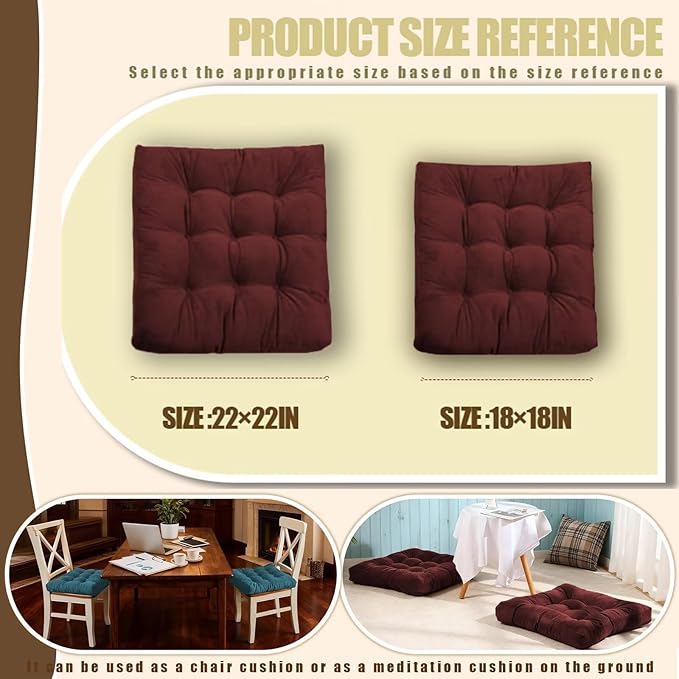 18x18in Floor Pillows Set Square Chair Cushion Pad - Image 6