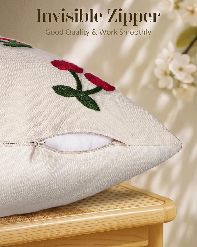Embroidered Throw Pillow Covers 18x18 Inch - Image 3