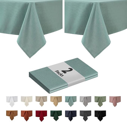 maxmill 2 Pack Rectangle 52 x 70 Inch Slate Blue Slubby Textured Tablecloth by maxmill