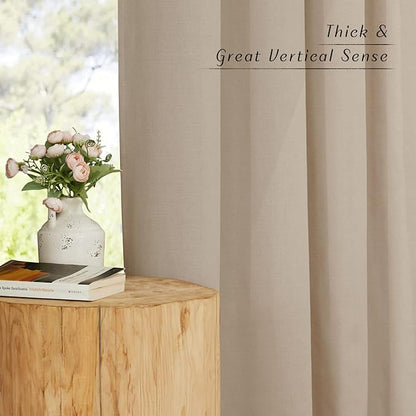 NICETOWN Flax Taupe Linen Curtains - Image 3