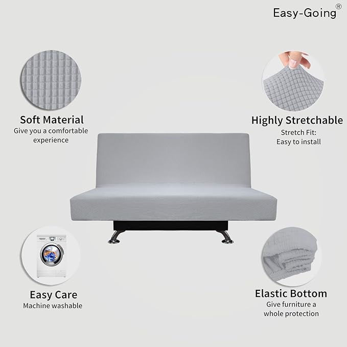 Easy-Going Stretch Futon Sofa Slipcover Armless Sofa Bed Cover Furniture - Image 3