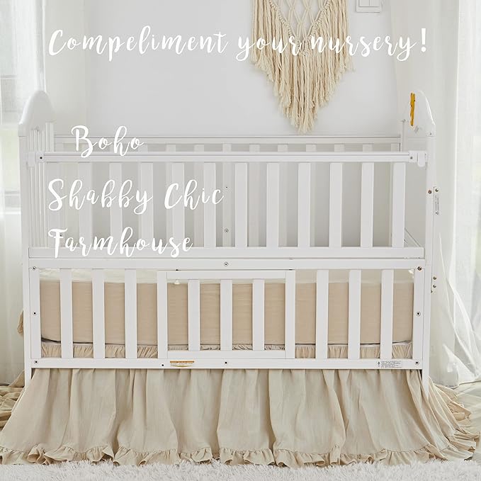 Brandream Boho Bohemian Girl Baby Nursery Crib Bed Skirt Dust Ruffle - Image 4