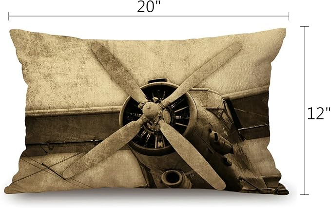 Airplane Lumbar Throw Pillow Cover 12x20 Inch Decorative Bedroom Living Room - Image 2